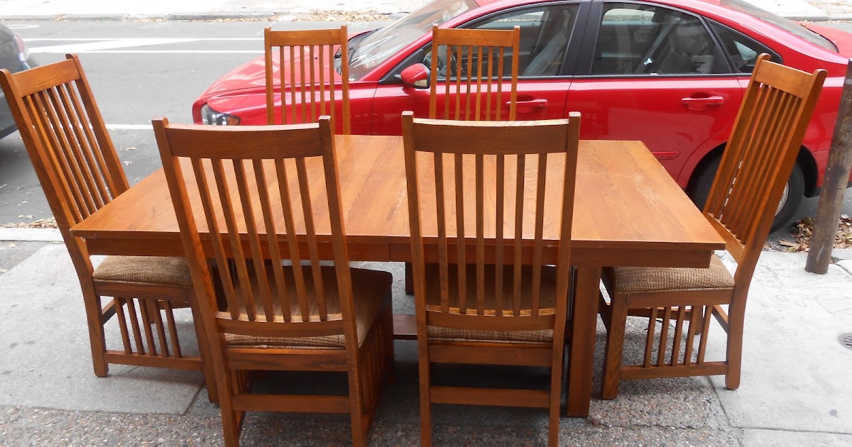 Uhuru Furniture & Collectibles: Mission Style Dining Table + 6 Chairs- SOLD