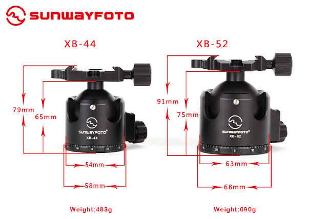 Sunwayfoto XB-44 / XB-55 dimensions