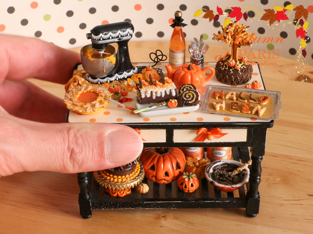 Paris Miniatures Miniature Table for Halloween / Autumn Custom Order