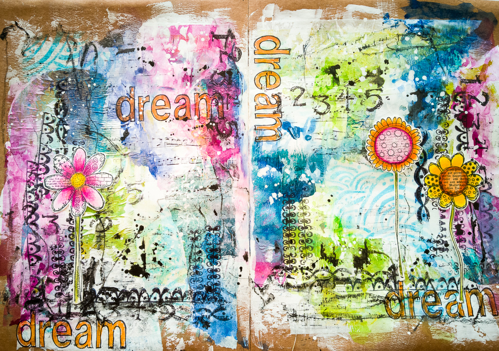 Susanne Rose Designs Mixed Media Art Journal Page Dina Wakley Media