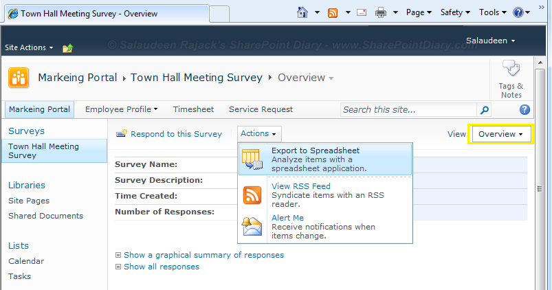 export sharepoint survey results to excel sharepoint diary content type excel