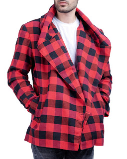 Men Plaid Blazer