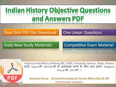 Indian History Objective Questions and Answers PDF