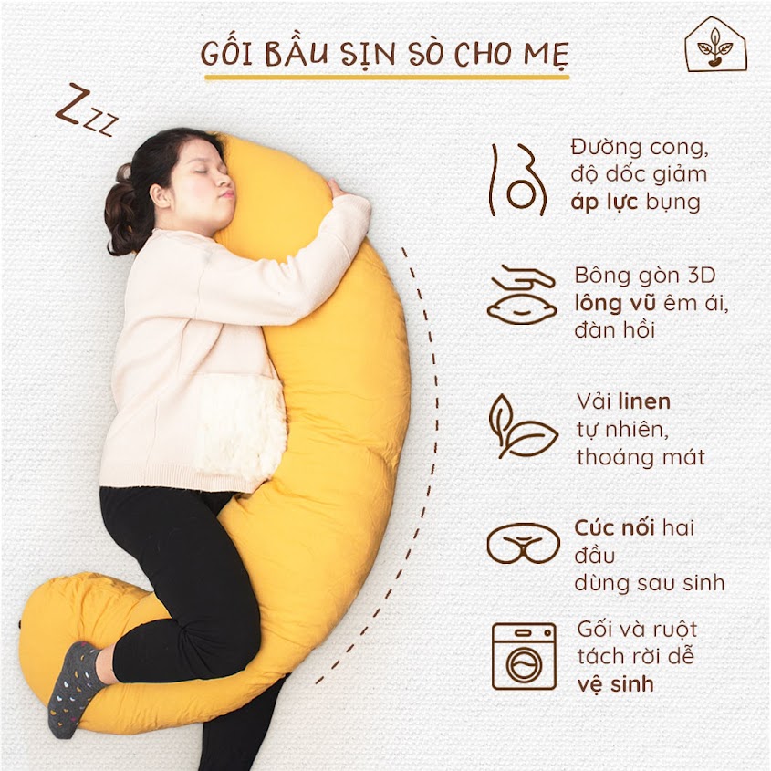 [A159] Mua gối Bà Bầu Đậu Khuyết chính hãng hỗ trợ tối đa trong thai kỳ