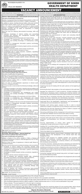  Health Department Government of Sindh Jobs Latest