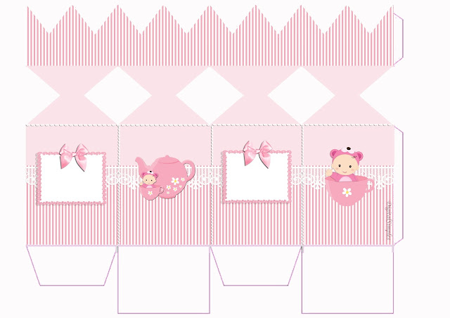 Bebé Niña en Rosa: Kit para Imprimir Gratis. Cajas de Bebé Niña en Rosa para imprimir gratis.