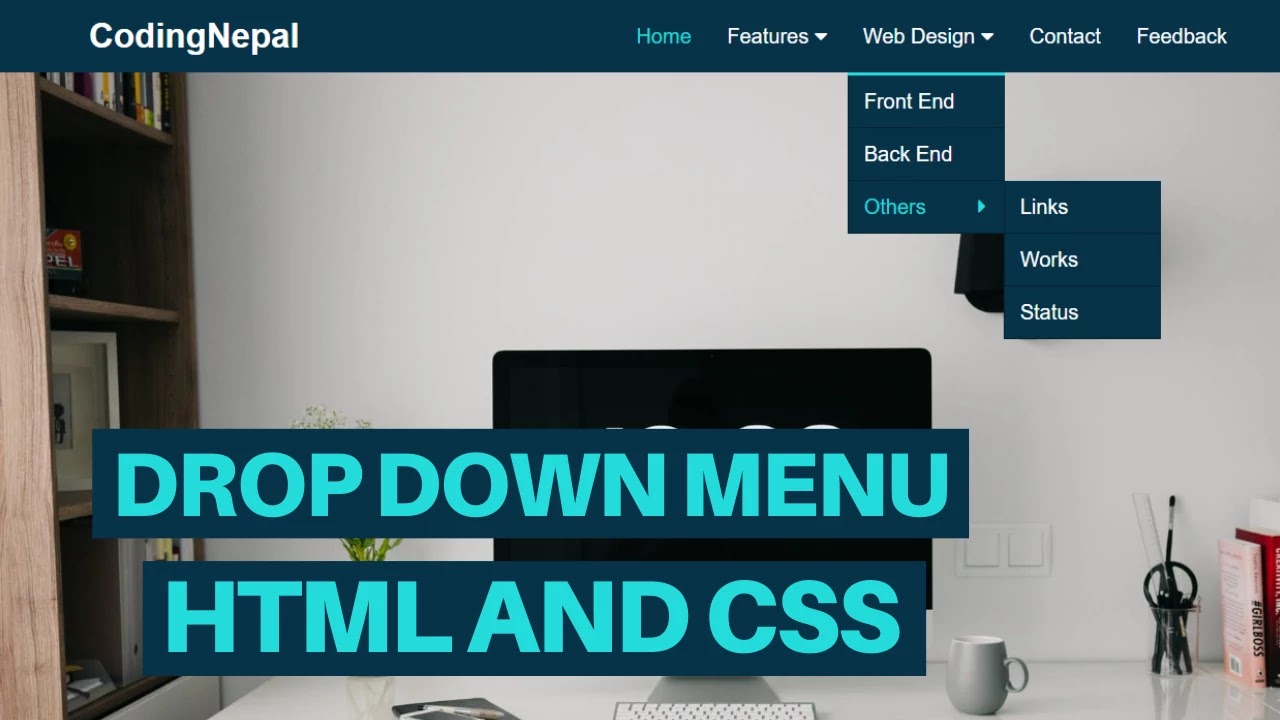 Animated Drop-down Menu Bar using HTML & CSS