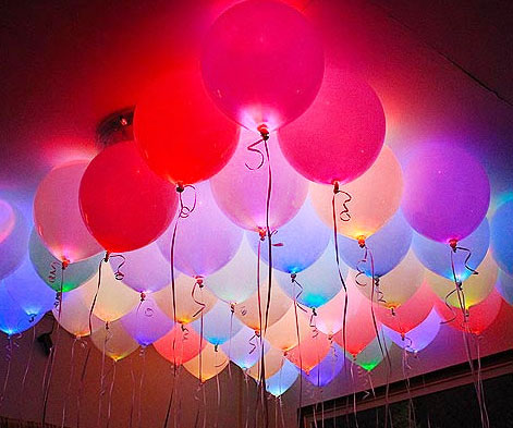 LED balloons up in the ceiling