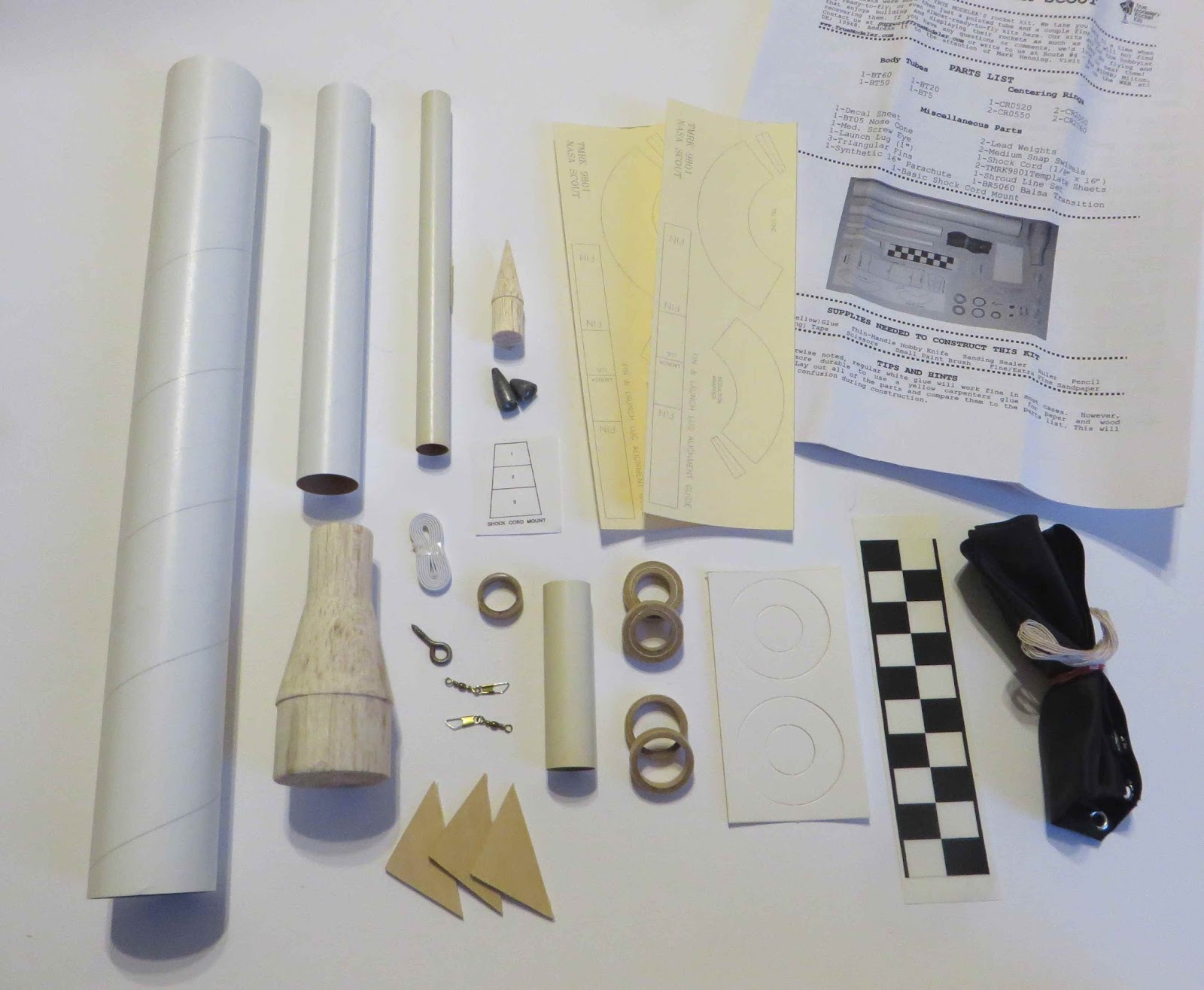 Model Rocket Building True Modeler's Rocket Kits NASA Scout Build