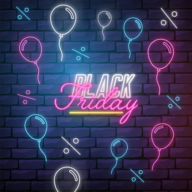 Modern Black Friday Background with Neon Lights Infinity Ad Age