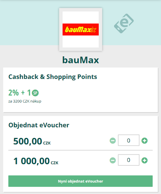 bauMax eVoucher je vlastně další sleva na nákup v obchodním domě bauMax. - milanrericha.cz - Cashback World