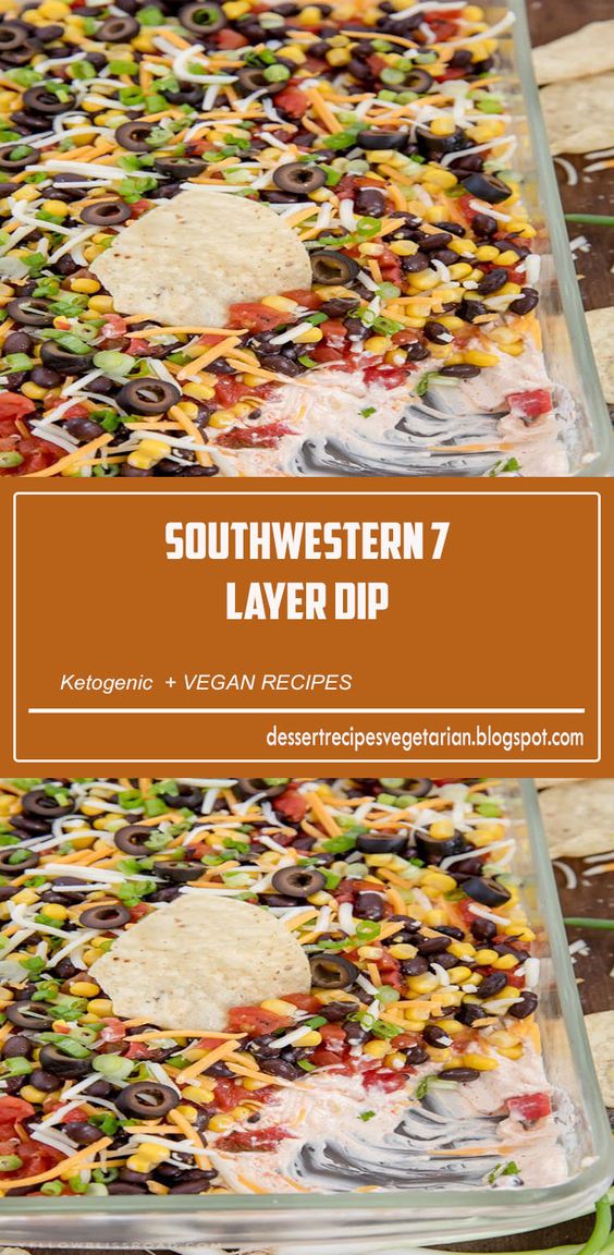 Southwestern 7 Layer Dip - Layers of kicked up tomatoes, black beans and corn on top of a spicy, cream cheese base. This is the appetizer you'll