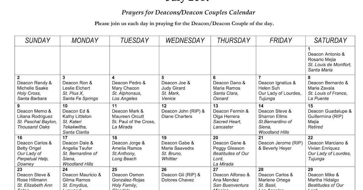 L. A. Archdiocese Deacon Retreats and Information Blogpage MONTHLY