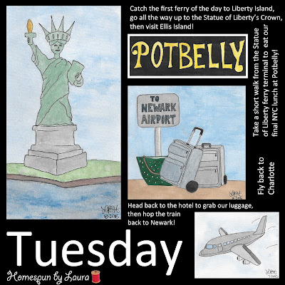 watercolor paintings drawings of NYC vacation trip itinerary plans