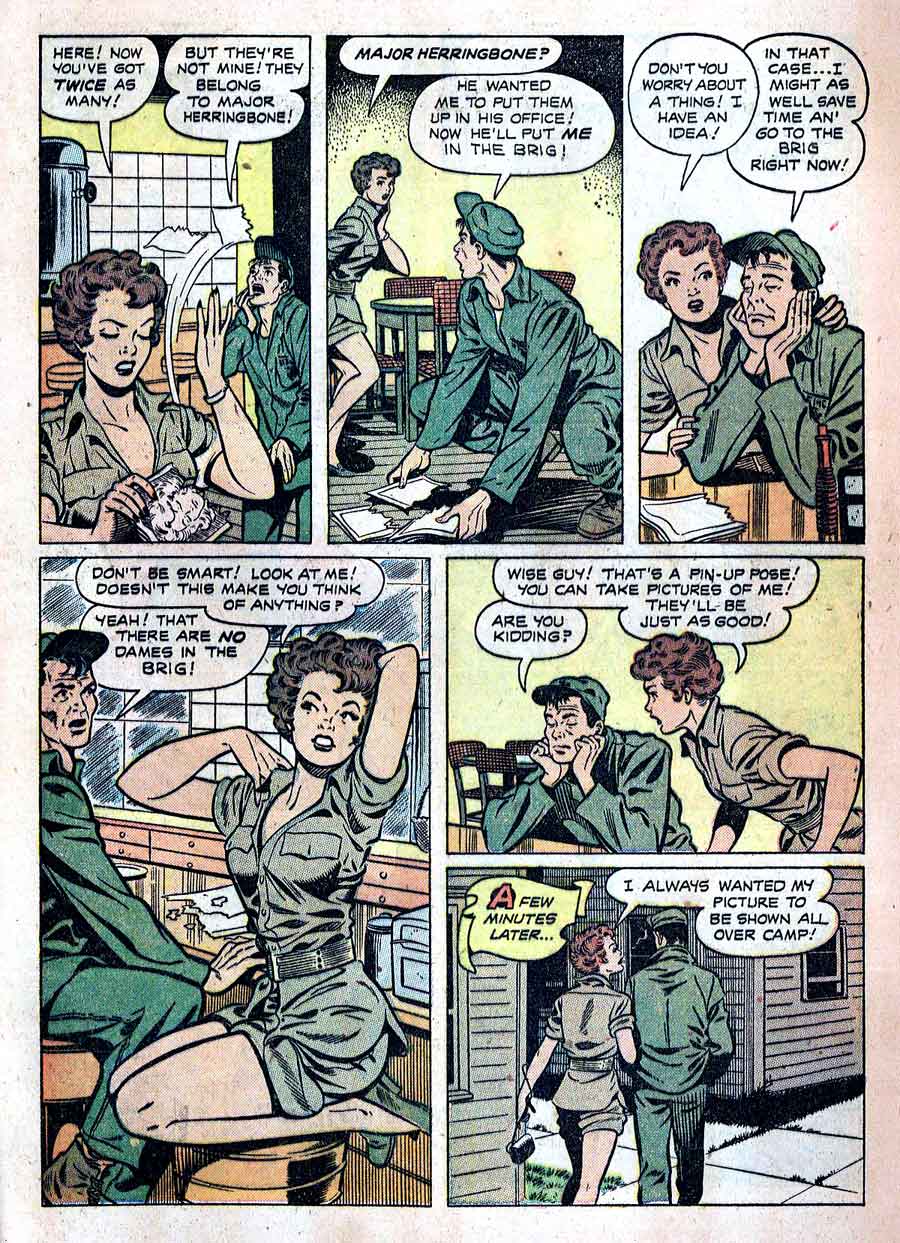 Matt Baker golden age 1950s st john canteen kate war comic book page art - Fightin' Marines #5