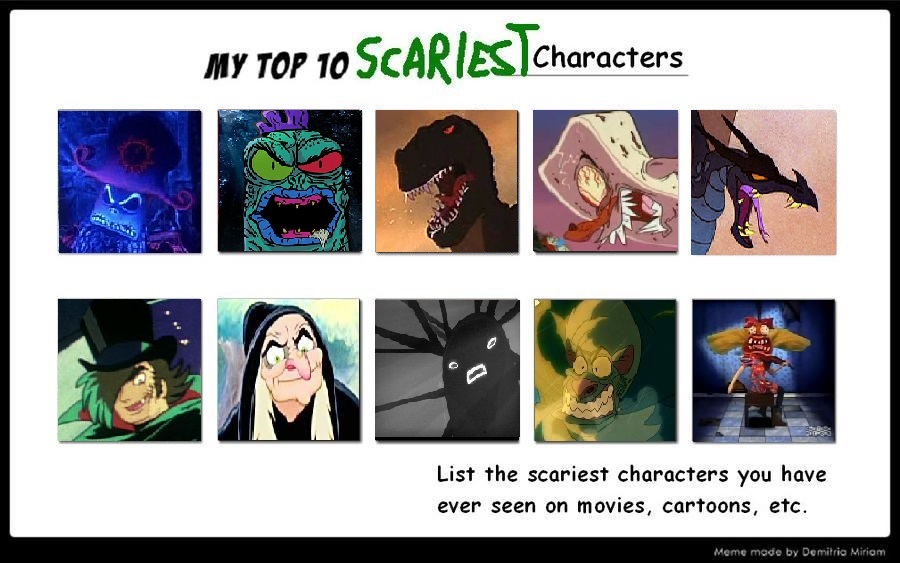 Top 10 Scariest Characters Meme By Mcctoonsfan1999 On - vrogue.co