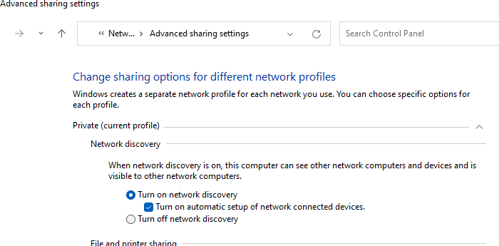 Activer la découverte du réseau Windows