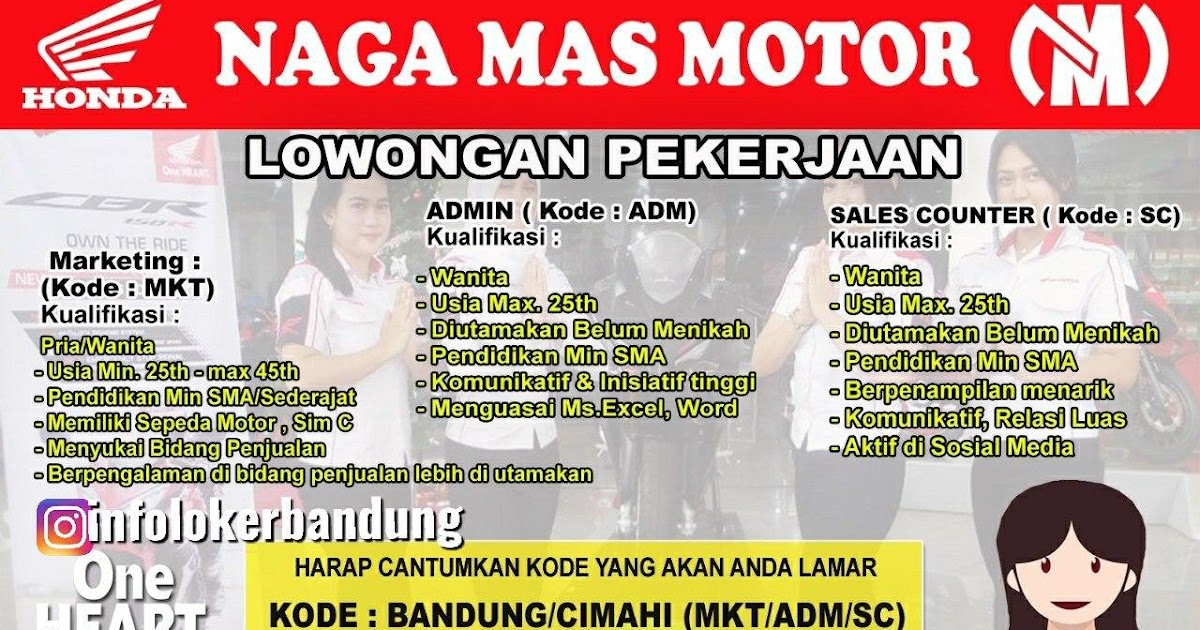 Lowongan Kerja Naga Mas Motor Bandung Januari 2020 - Info Loker Bandung