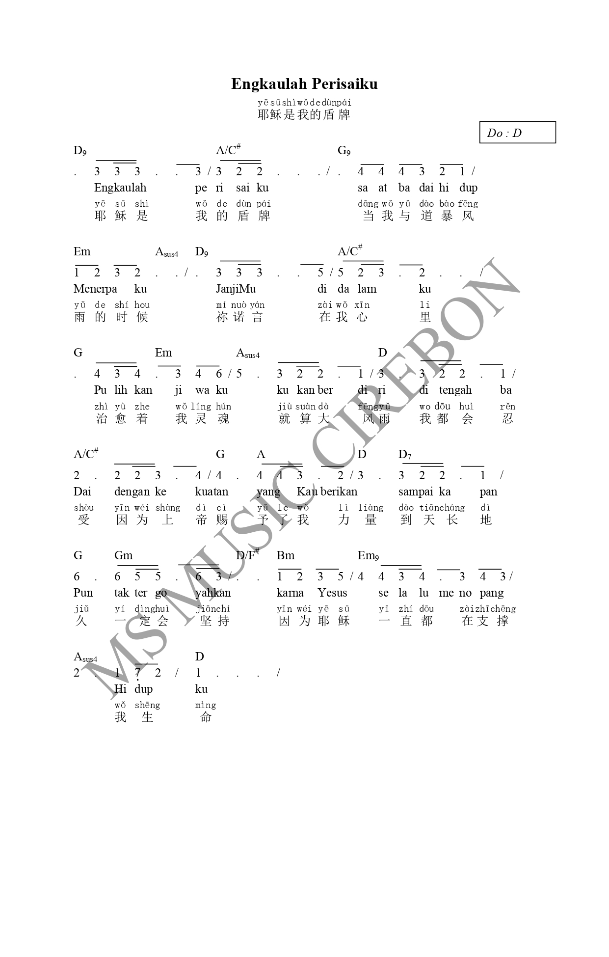Lirik Lagu Engkaulah Perisaiku Dalam Bahasa Inggris