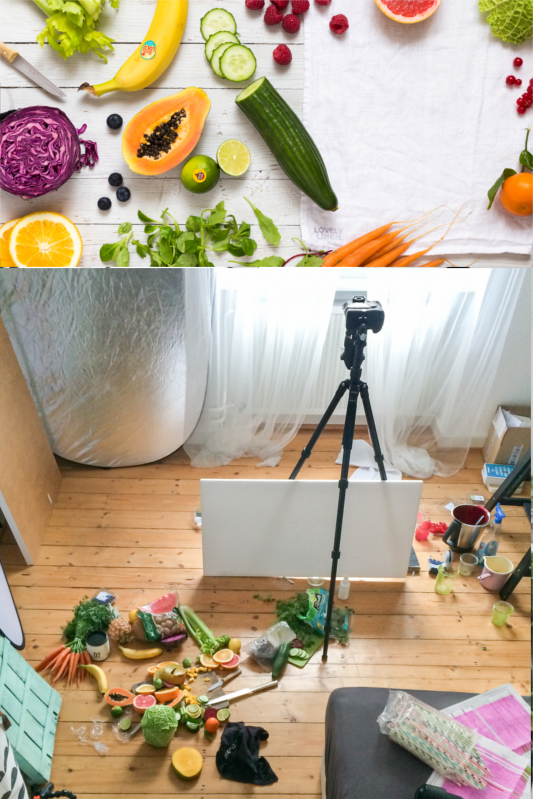 Hinter den Kulissen des Fotoshootings für fresh! 190 Smoothies, Säfte und Drinks
