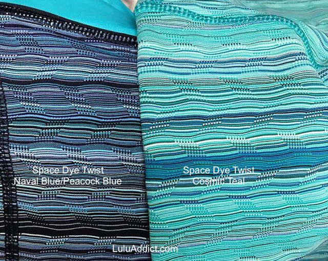 lululemon color-comparison cosmic-teal-peacock-blue-tropics