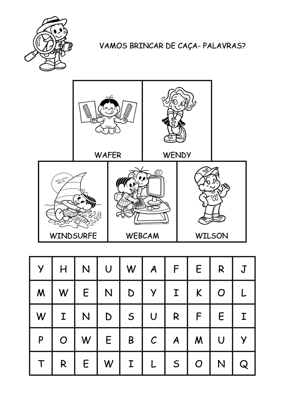 Alfabetizando com Mônica e Turma Caçapalavras