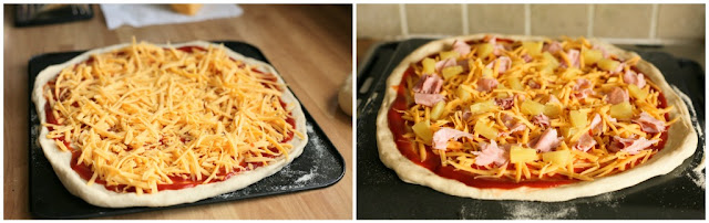 Homemade Pizza with Garlic Dipping sauce for the crust, follow the step by step tutorial for the best pizza night treat. www.goodfoodshared.blogspot.com 