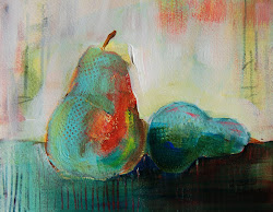 fruit acrylic paintings pears mixed turquoise paper painting pear ardithsart ardith journal