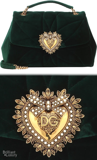 ♦Dolce & Gabbana Devotion green velvet shoulder bag #pantone #bags #green #brilliantluxury