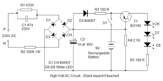 rangkaian skema emergency led