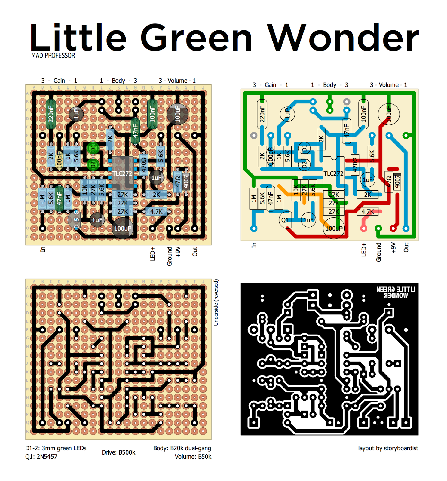Perf and PCB Effects Layouts: Mad Professor Little Green Wonder