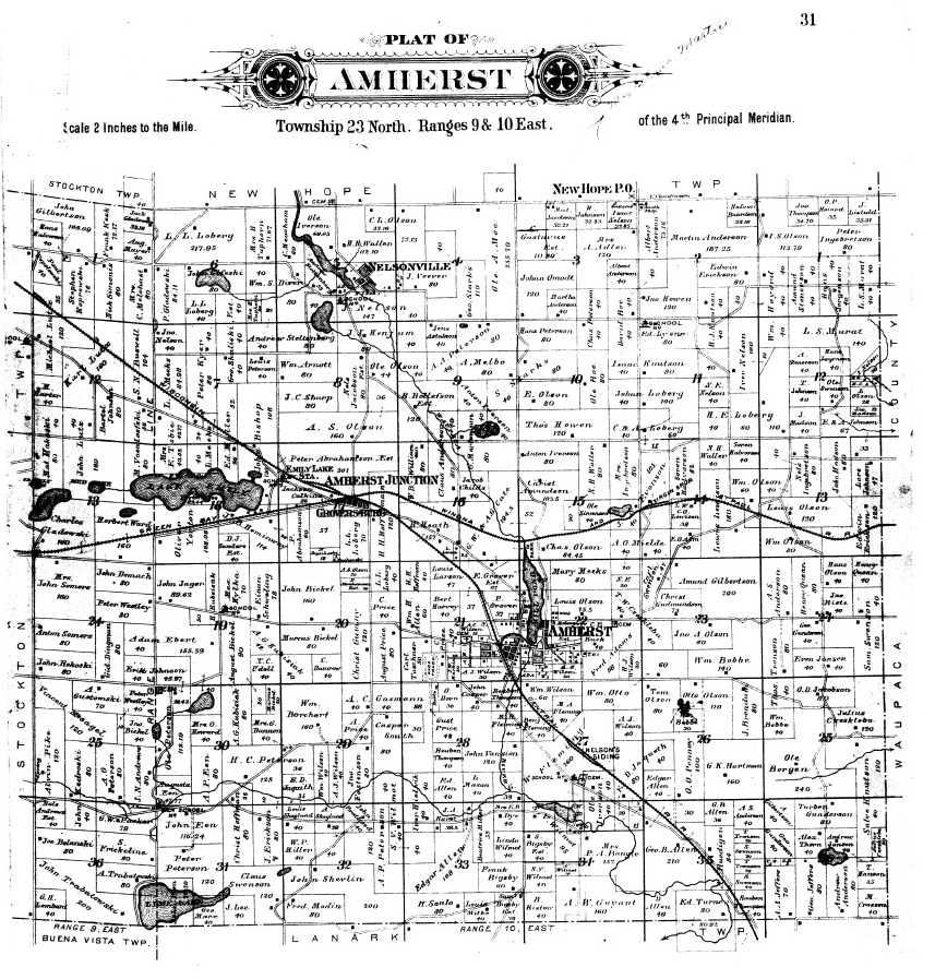 A Roe Blog 1895 Plat for Amherst, Portage, Wisconsin