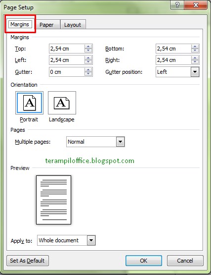 Terampil Office Page Setup Pengaturan Halaman Pada Microsoft Word