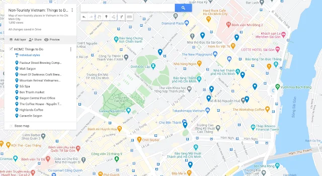 Map of Non-touristy things to do in HCMC Vietnam