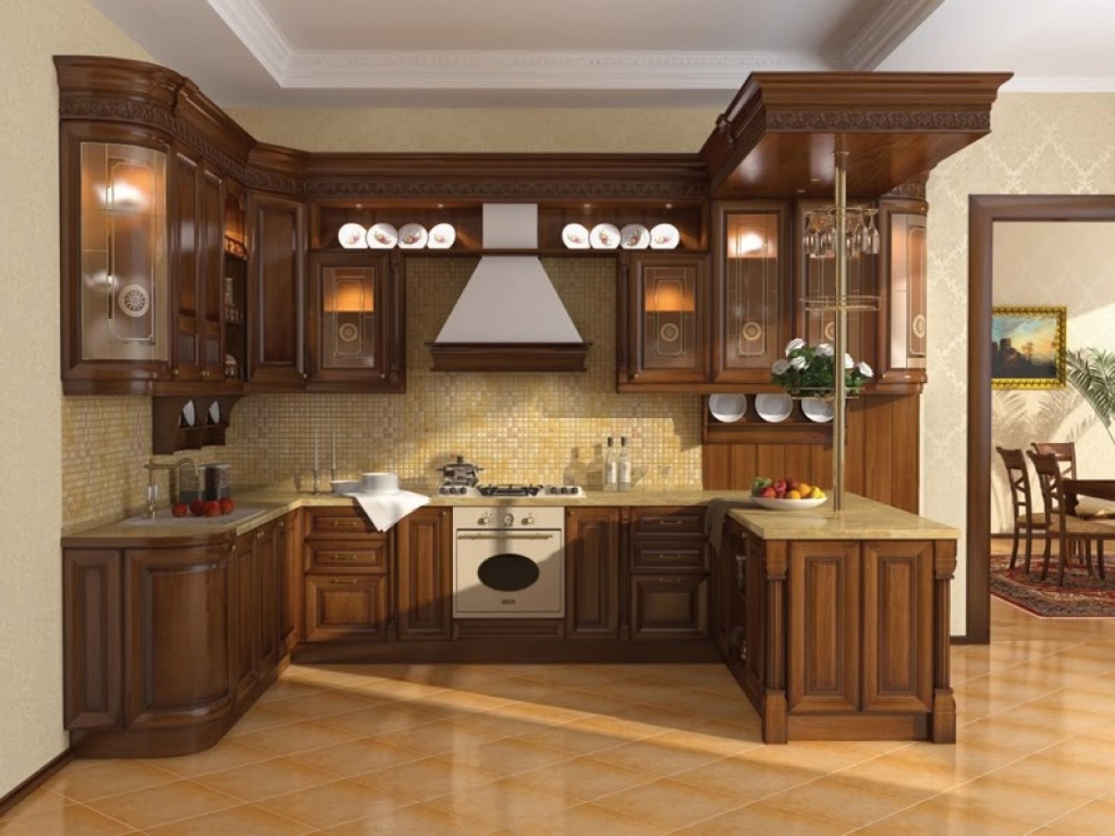 new traditional kitchen design wood cabinet