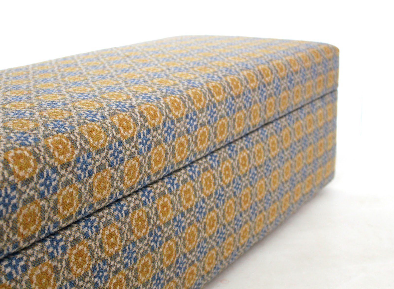 Mick Sheridan Upholstery Large Ottoman and Lloyd Loom chair in Melin