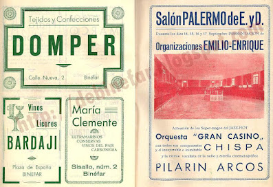 El Palermo en Programa Fiestas Mayores de Binéfar 1944