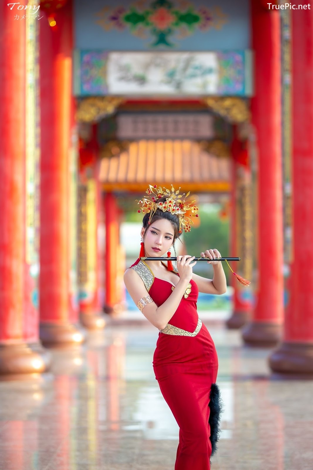 Image-Thailand-Hot-Model-Janet-Kanokwan-Saesim-Sexy-Chinese-Girl-Red-Dress-Traditional-TruePic.net- Picture-32