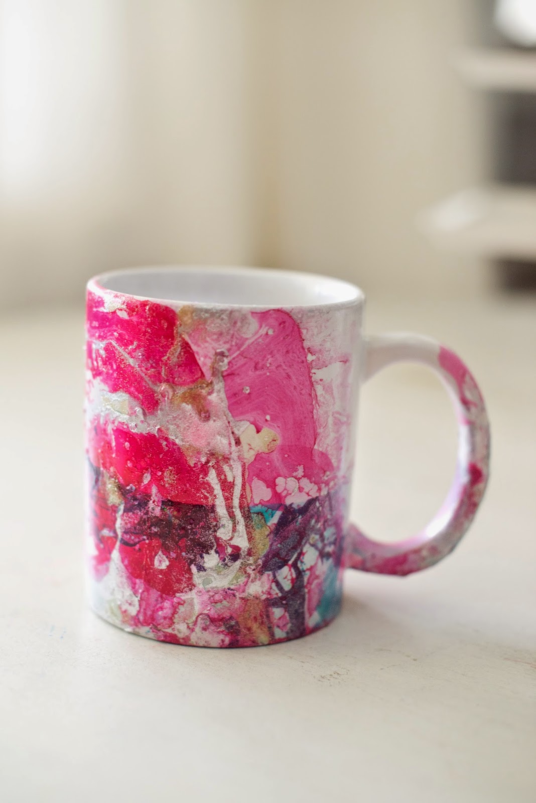 Domestic Fashionista DIY Marbled Nail Polish Coffee Mugs