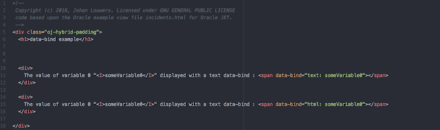 Johan Louwers - Tech blog: Oracle JET - data-bind as text or html