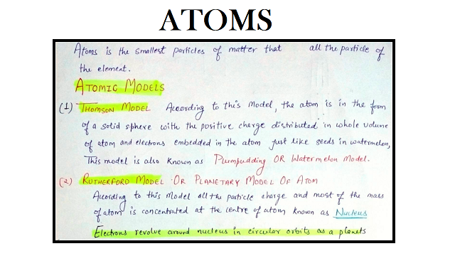 Class 12 Physics chapter 12 Atoms Handwritten notes