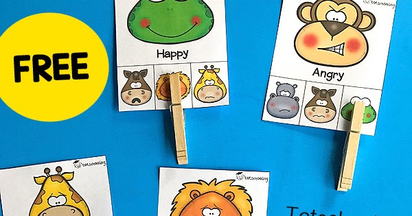 Animal Emotions Clip Cards | Totschooling - Toddler, Preschool