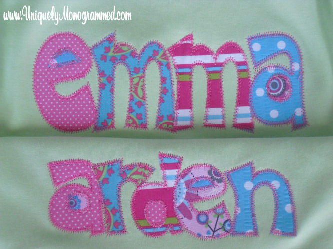 Uniquely Monogrammed Applique Name shirts and dresses