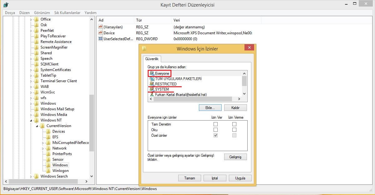 Regedit Ayarları Windows 7 XP Vista Bilgisayar Sorunları Virüsleri