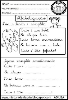 Pequenos textos infantil,atividades de caligrafia