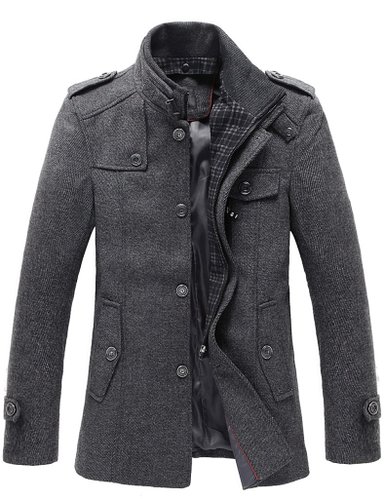 Mens Wool Pea Coat With Hood