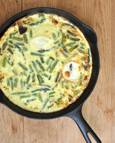 Never-the-Same-Twice Frittata, a Master Recipe ♥ KitchenParade.com. Silky custard + fresh or leftover veggies + pockets of warm cheese. Low Carb. Low Cal. High Protein. Weight Watchers Friendly.