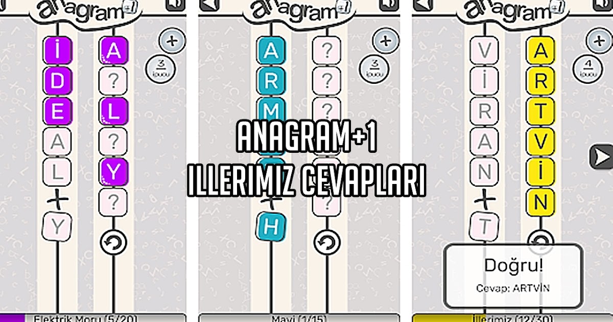 Anagram+1 İllerimiz Cevapları - Kreatorn