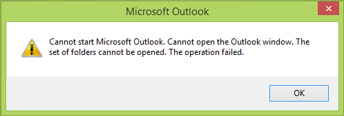 Не удается запустить Microsoft Outlook, не удается открыть окно Outlook