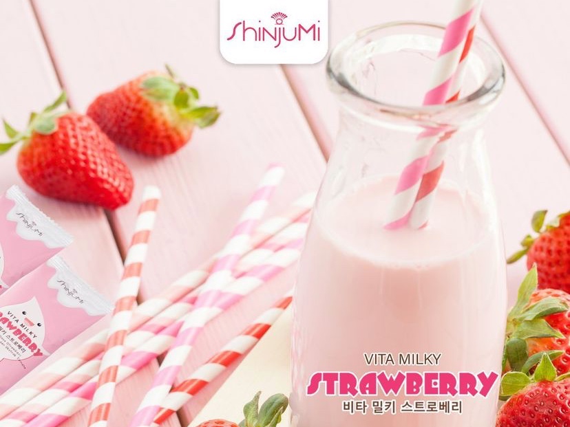 Mencoba Shinjumi Vita Milky - Strawberry.